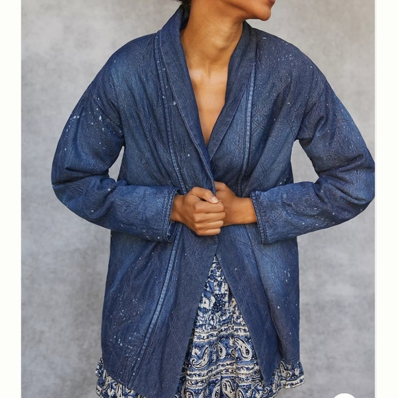 Pilcro Quilted Denim Kimono Jacket Large NWT - Picture 3 of 7